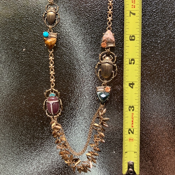Oscar de la Renta Scarab Necklace Egyptian Semi Precious Vintage - Picture 7 of 12